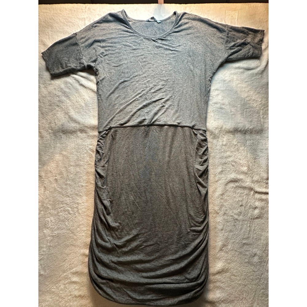 Athleta Gray Modal Wool Ruched Dolman Sleeve Midi Dress XL 243065 - 10